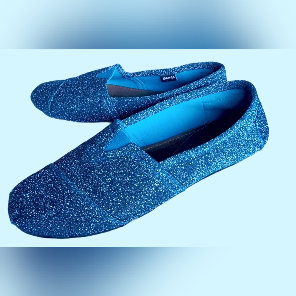 DAWGS Blue Glitter Slip-On Sneakers - Size 9